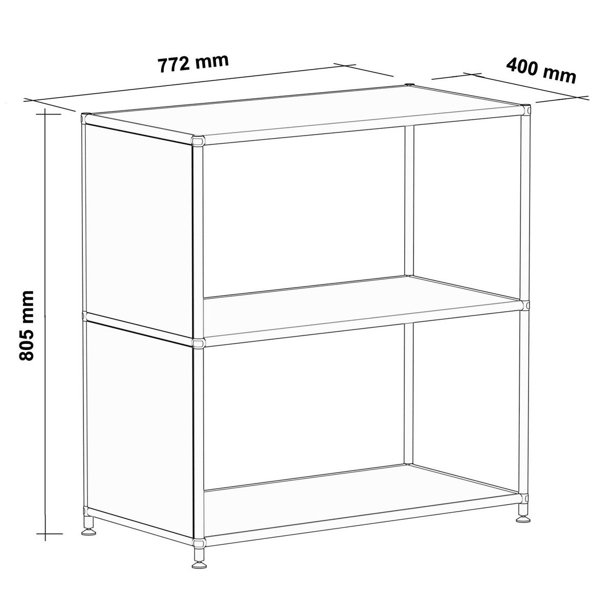 AKTENSCHRANK Büro, 2 offene Fächer, Breite 77 cm, Anthrazitgrau - Chromfarben/Grau, Metall (40/80.5/77.2cm) - Versee