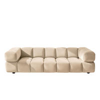 SOFA 4-Sitzer, Couch, Veloursstoff Bluvel, Creme, Averro - Creme, Holz (280/70/96cm) - Kaiser Möbel