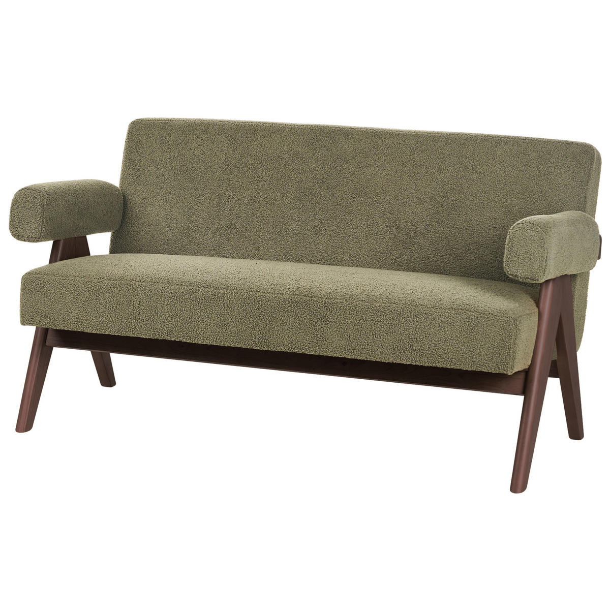 2-SITZER-SOFA Bouclé Grün/Dunkelbraun Tamre - Braun/Grün, Textil (148/79/78cm) - Beliani