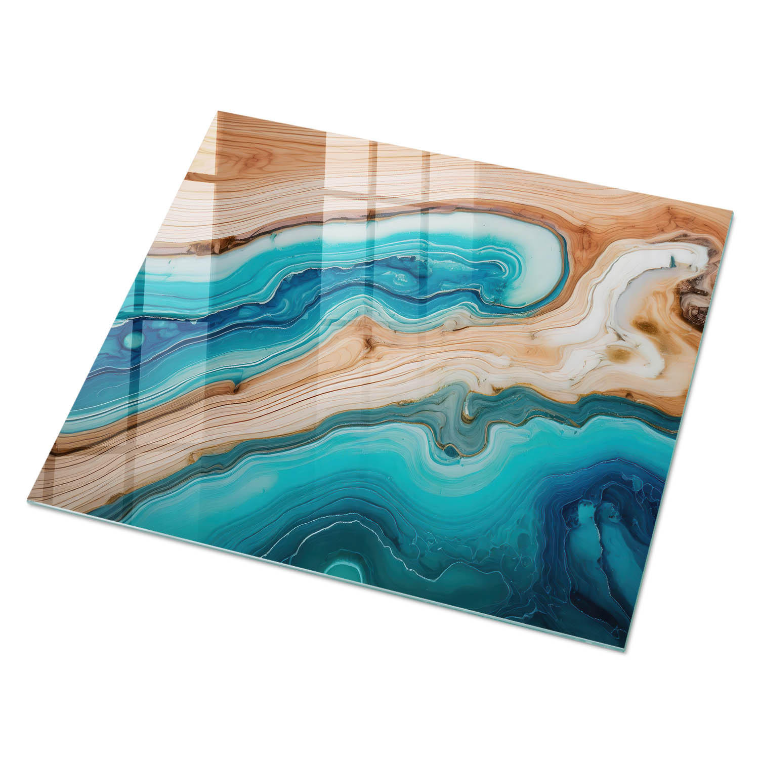 GLASPLATTE 80x60 cm – Wellenförmige Abstraktion - Braun, Glas (0.4/80/60cm) - ArtPrintCave