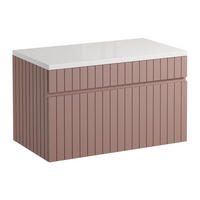 WASCHBECKENUNTERSCHRANK - 80cm x 46cm - MDF - puderrosa - SATARA - Pink, Holz (80/46/46cm) - Vente-Unique