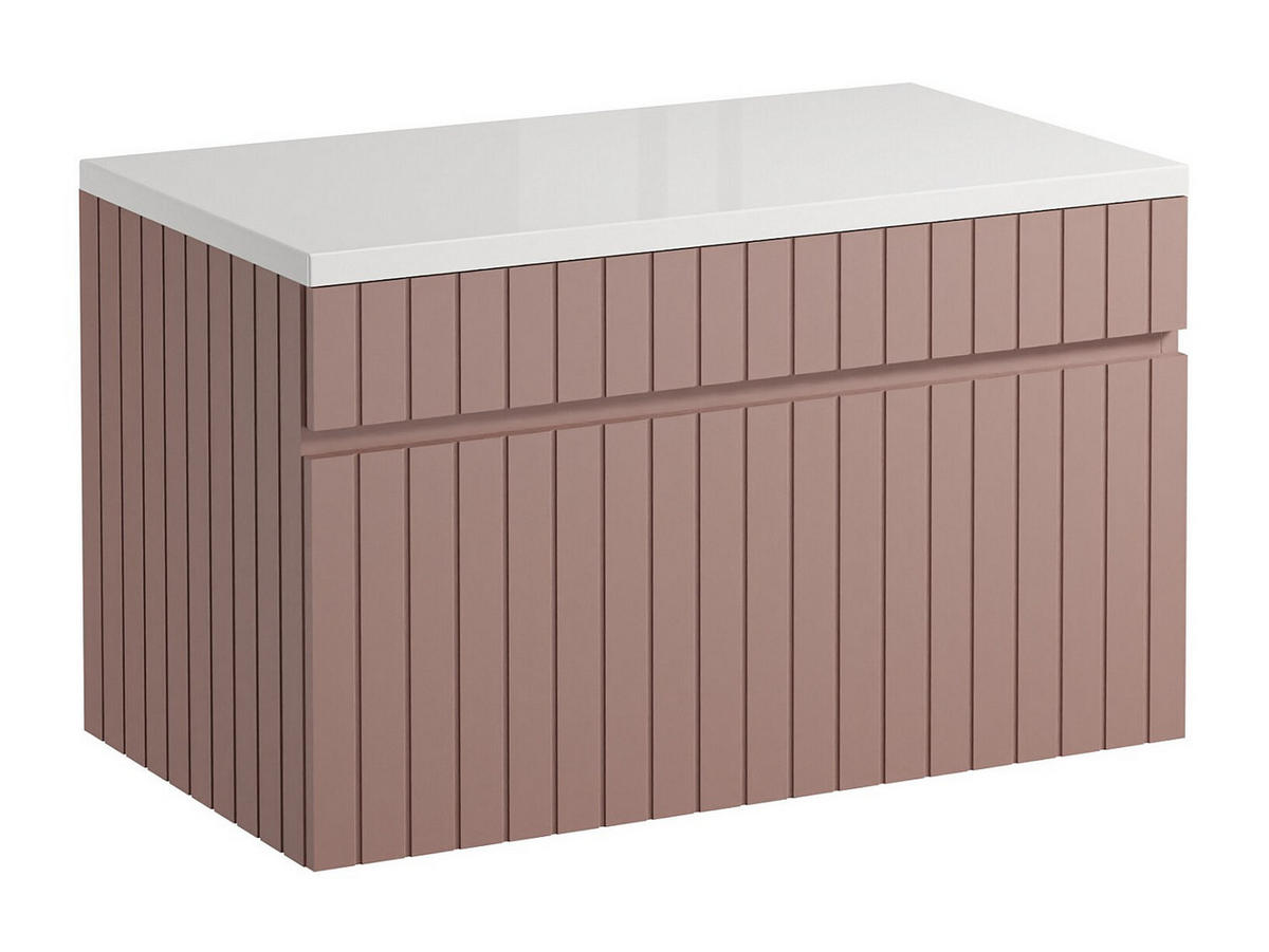 WASCHBECKENUNTERSCHRANK - 80cm x 46cm - MDF - puderrosa - SATARA - Pink, Holz (80/46/46cm) - Vente-Unique