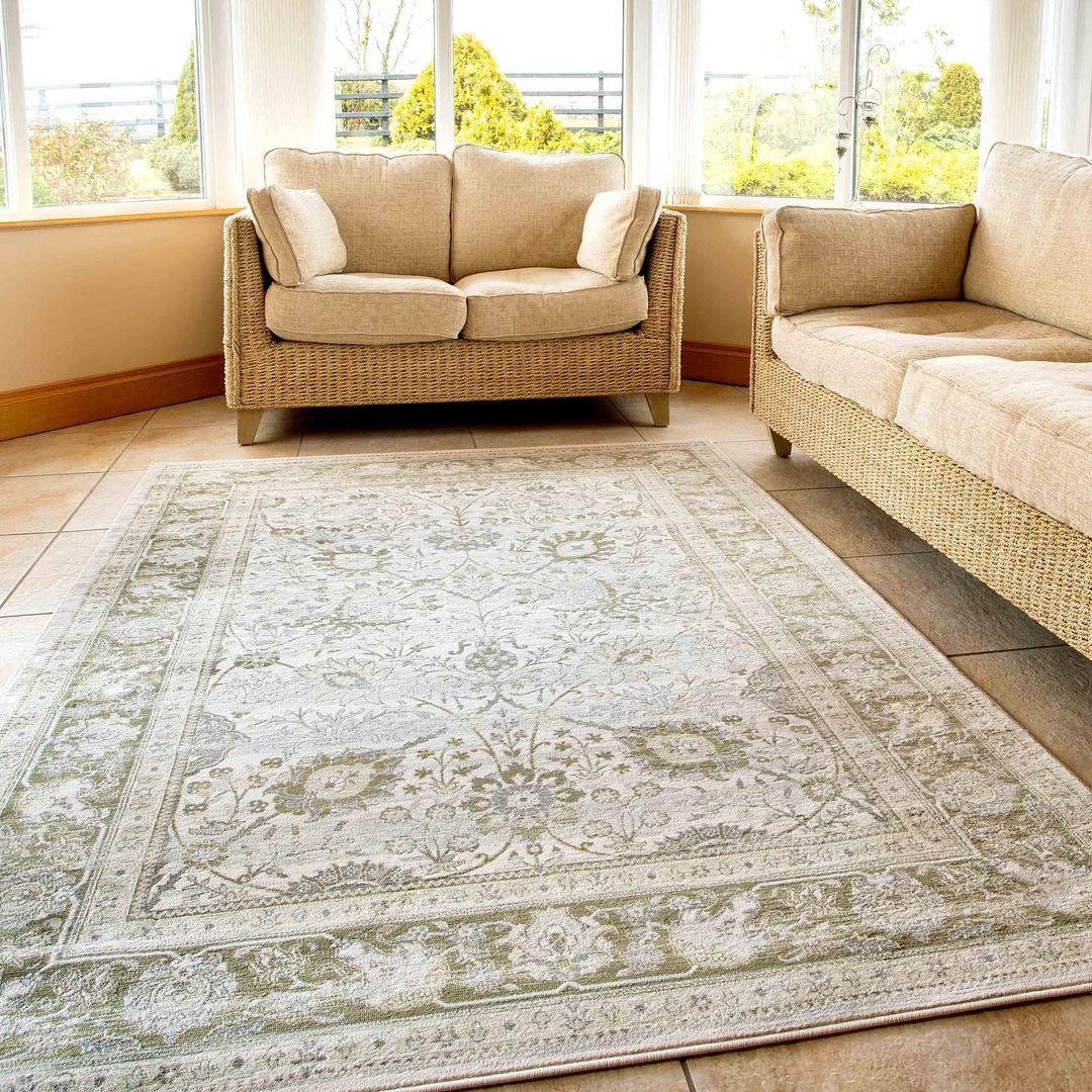 WEBTEPPICH Catalina Florrie Green Grün - Grün, Textil (191/279cm) - Kukoon Rugs