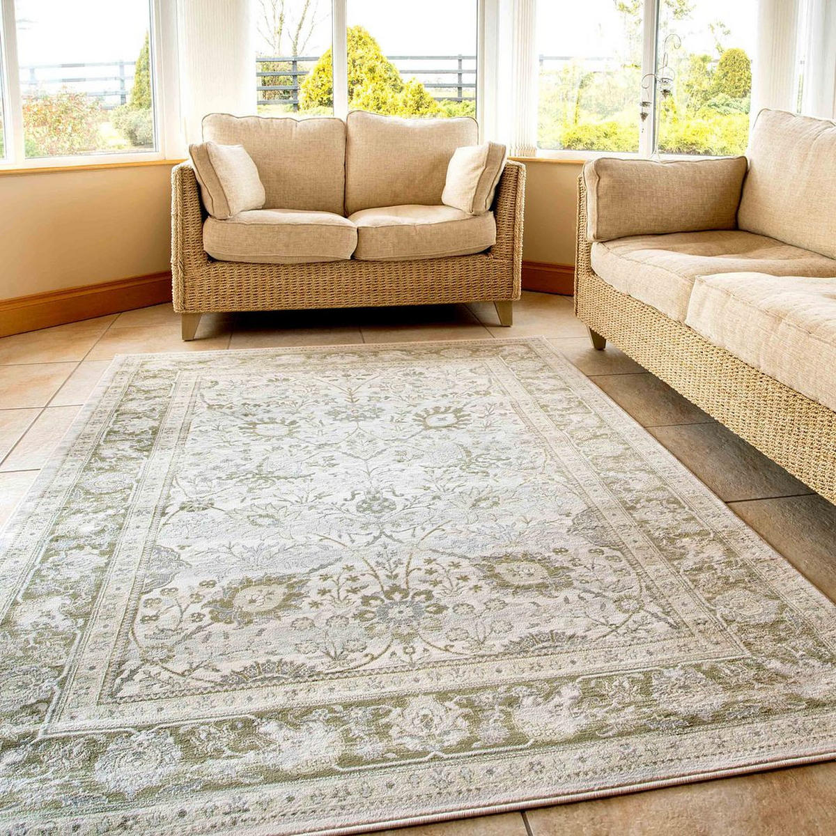 WEBTEPPICH Catalina Florrie Green Grün - Grün, Textil (79/150cm) - Kukoon Rugs