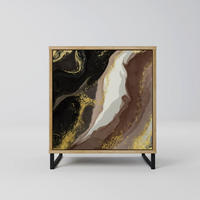 SIDEBOARD GOLD DUST, Eichefarben, 57,5x42x67,5 cm, Schwarze Metall-Rahmenfüße - Eichefarben/Multicolor, Holzwerkstoff/Metall (57.5/67.5/42cm) - SpaceRebels