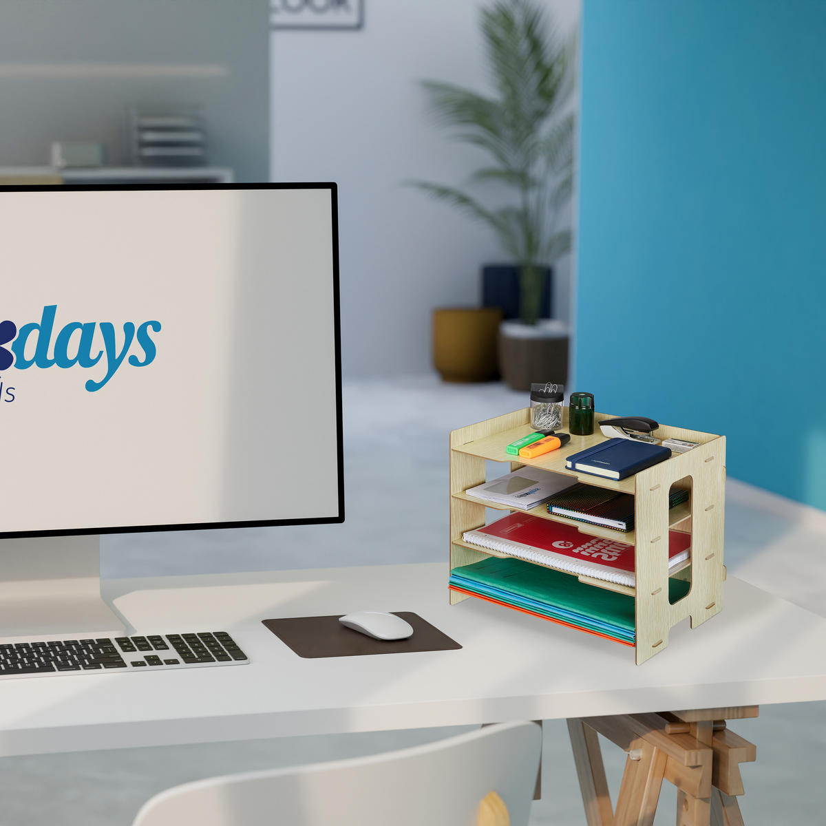 ZÁSOBNÍK na listy - svetlohnedá, kompozitné drevo (32.5/27/25cm) - Relaxdays