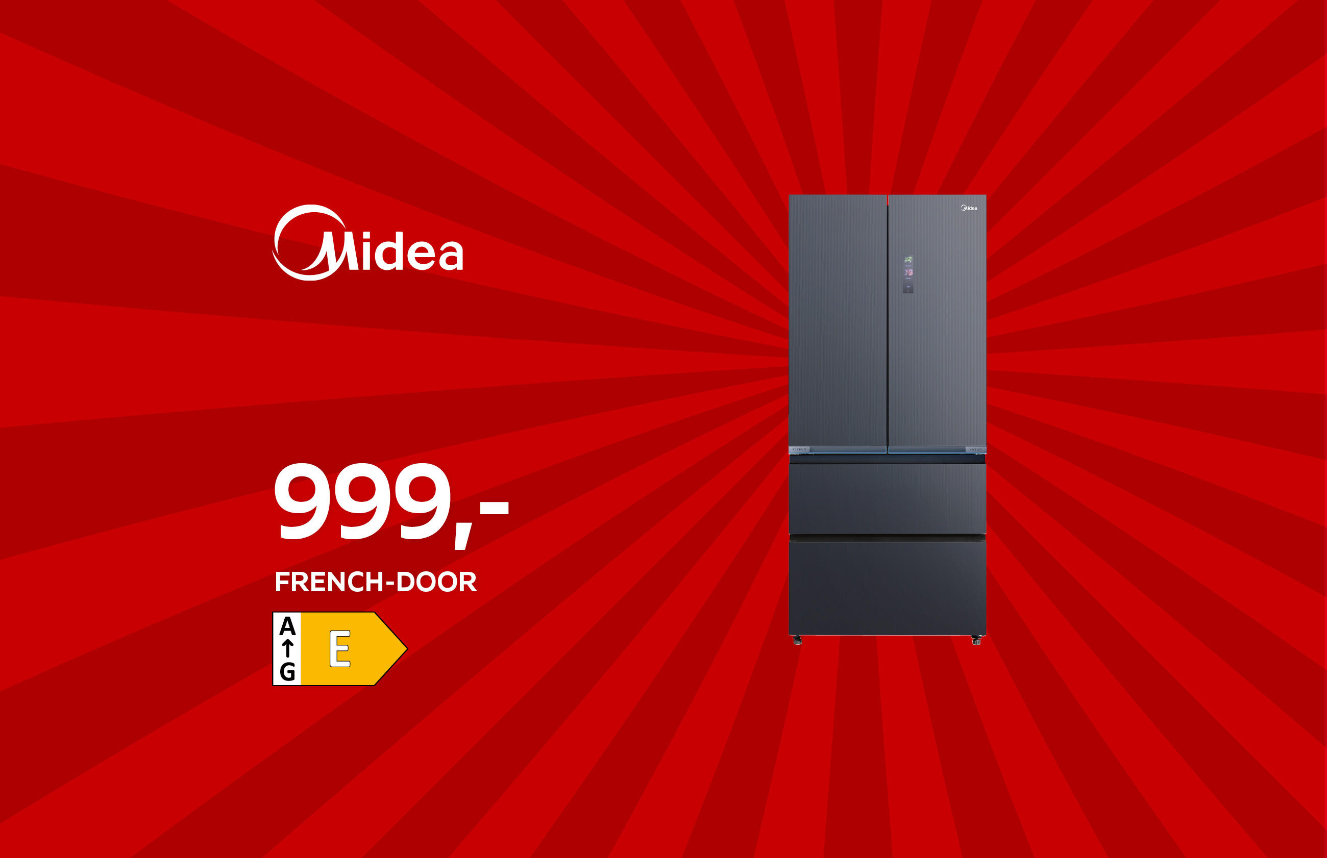 Midea - 999,- FRENCH-DOOR - Energieeffizienzklasse E