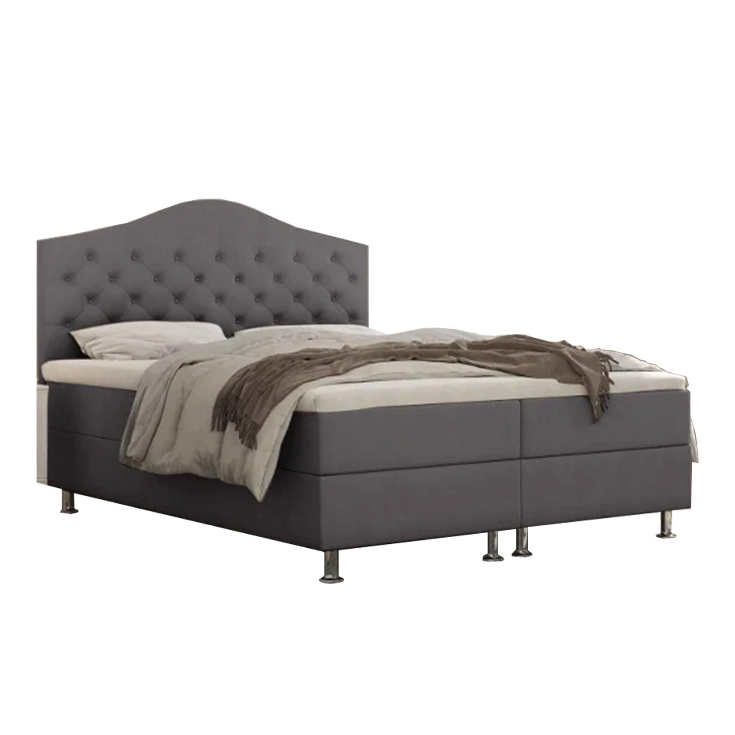 BOXBETT Glamour Bonellfederkern inkl. 7-Zonen Topper T-30 - BOXBETT mit Bettkasten - Dunkelgrau, Holz/Holzwerkstoff (180/200cm) - Best For Home