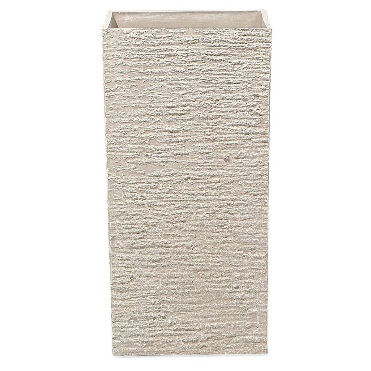 BLUMENTOPF hellbeige quadratisch 30/30/60 cm Gaza - Beige, Stein (60cm) - Beliani