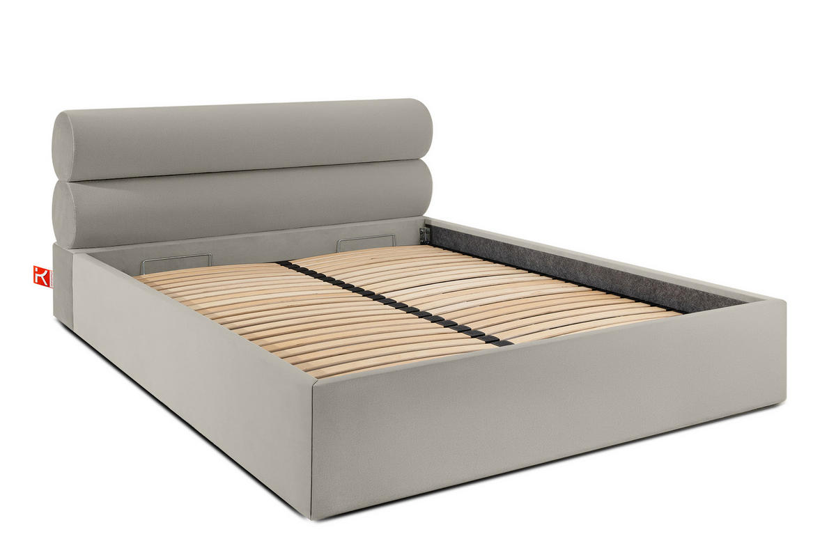 POLSTERBETT LUNEO - Creme/Schwarz, Holz/Holzwerkstoff (182/204cm) - KONSIMO®