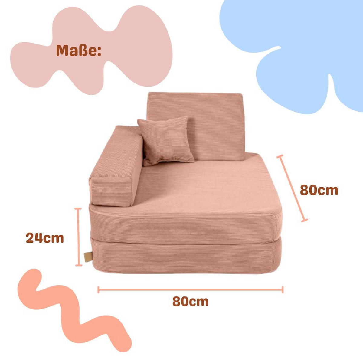 KINDERSESSEL, Angelove, Cordsamt, Ziegel - Dunkelorange, Textil (80/24/80cm)