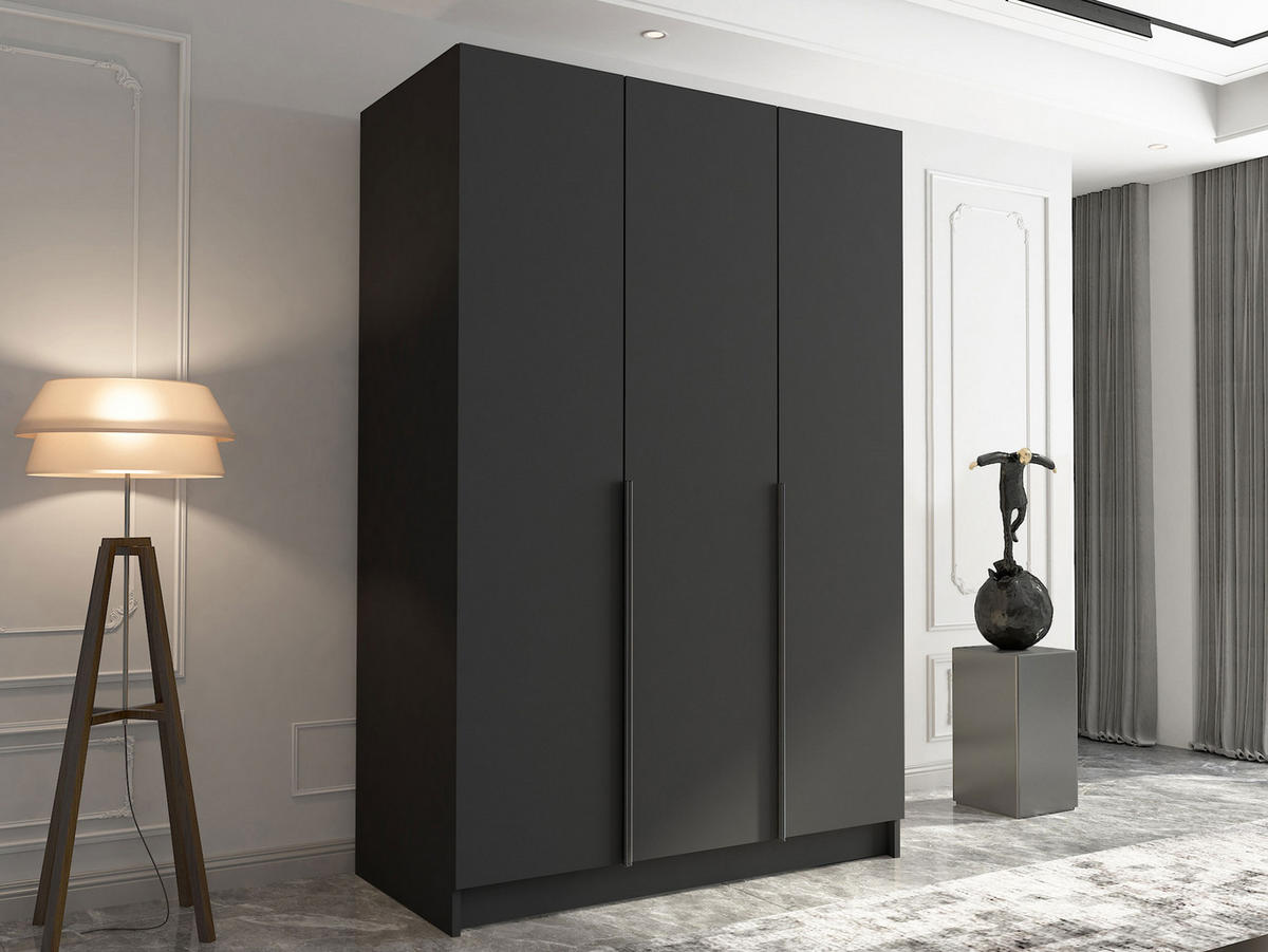 KLEIDERSCHRANK Calia I - Schwarz, Holzwerkstoff/Metall (150/215/58cm) - MIRJAN24
