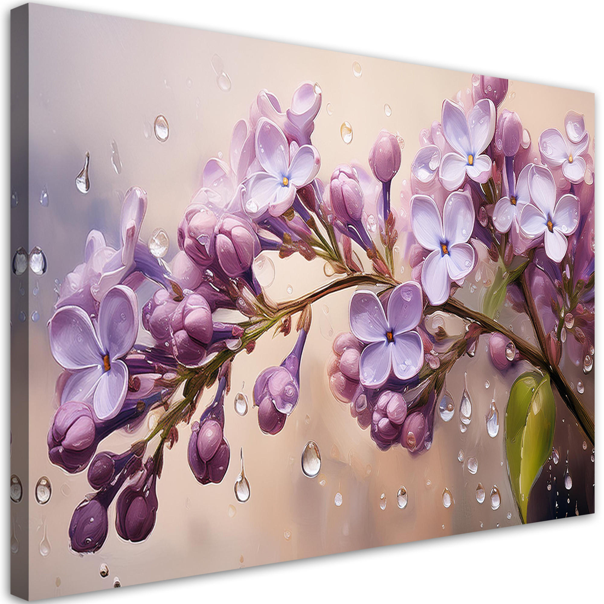 WANDBILD blühende fliederblüten tautropfen - Lila, Textil (60/40cm) - Feeby