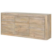 SIDEBOARD Mango 185x40x80 weiß lackiert TORONTO #301 - Weiß, Holz (185/80/40cm) - Massivmoebel24