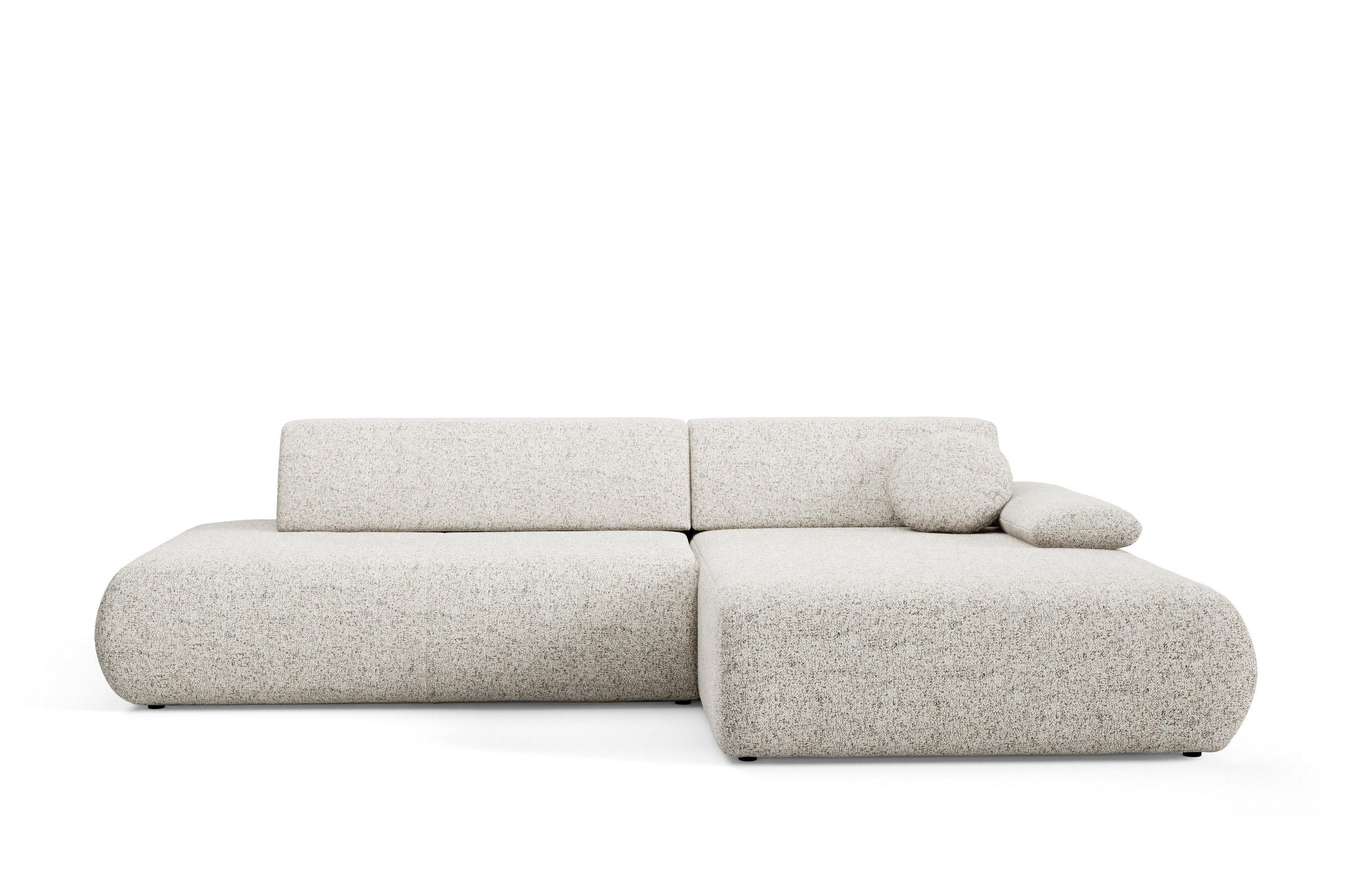 ECKSOFA DELTA R-S Beige Geflochtener Stoff mit Schlaffunktion - Beige, Holz (286/173.5cm) - MASSENO