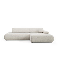 ECKSOFA DELTA R-S Beige Geflochtener Stoff mit Schlaffunktion - Beige, Holz (286/173.5cm) - MASSENO