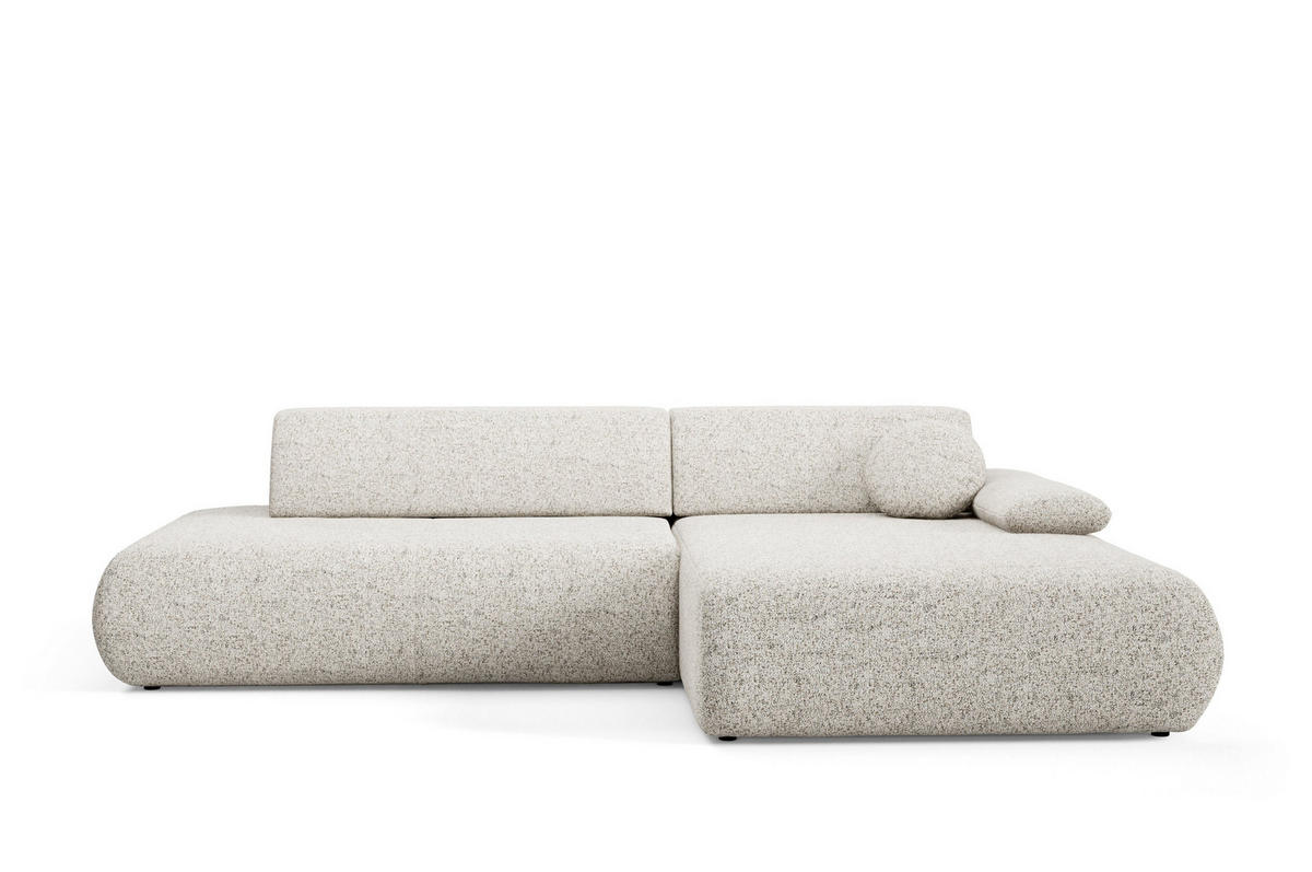 ECKSOFA DELTA R-S Beige Geflochtener Stoff mit Schlaffunktion - Beige, Holz (286/173.5cm) - MASSENO