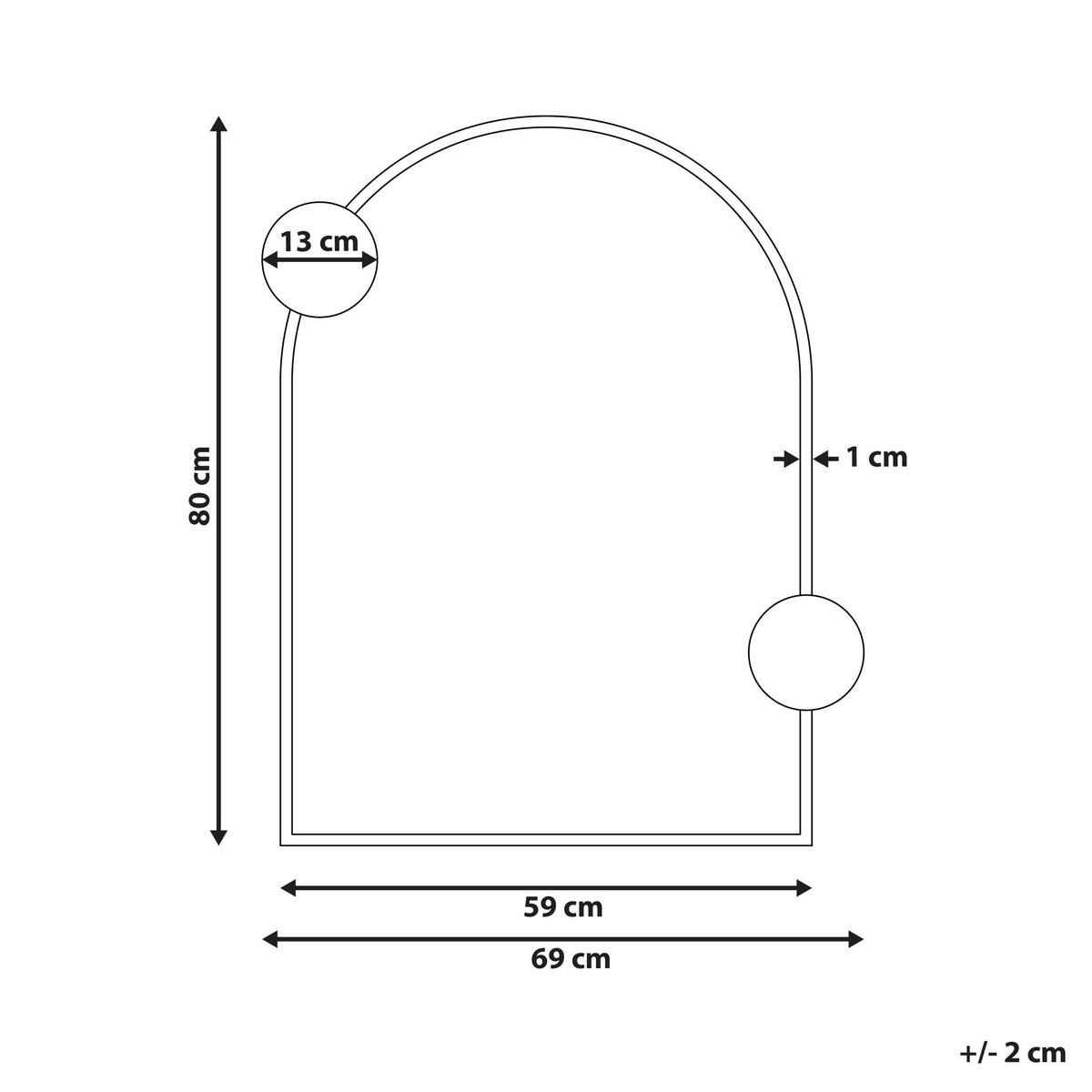 WANDSPIEGEL schwarz Metall 69/80 cm Aulon - Schwarz, Metall (69/80/3cm) - Beliani
