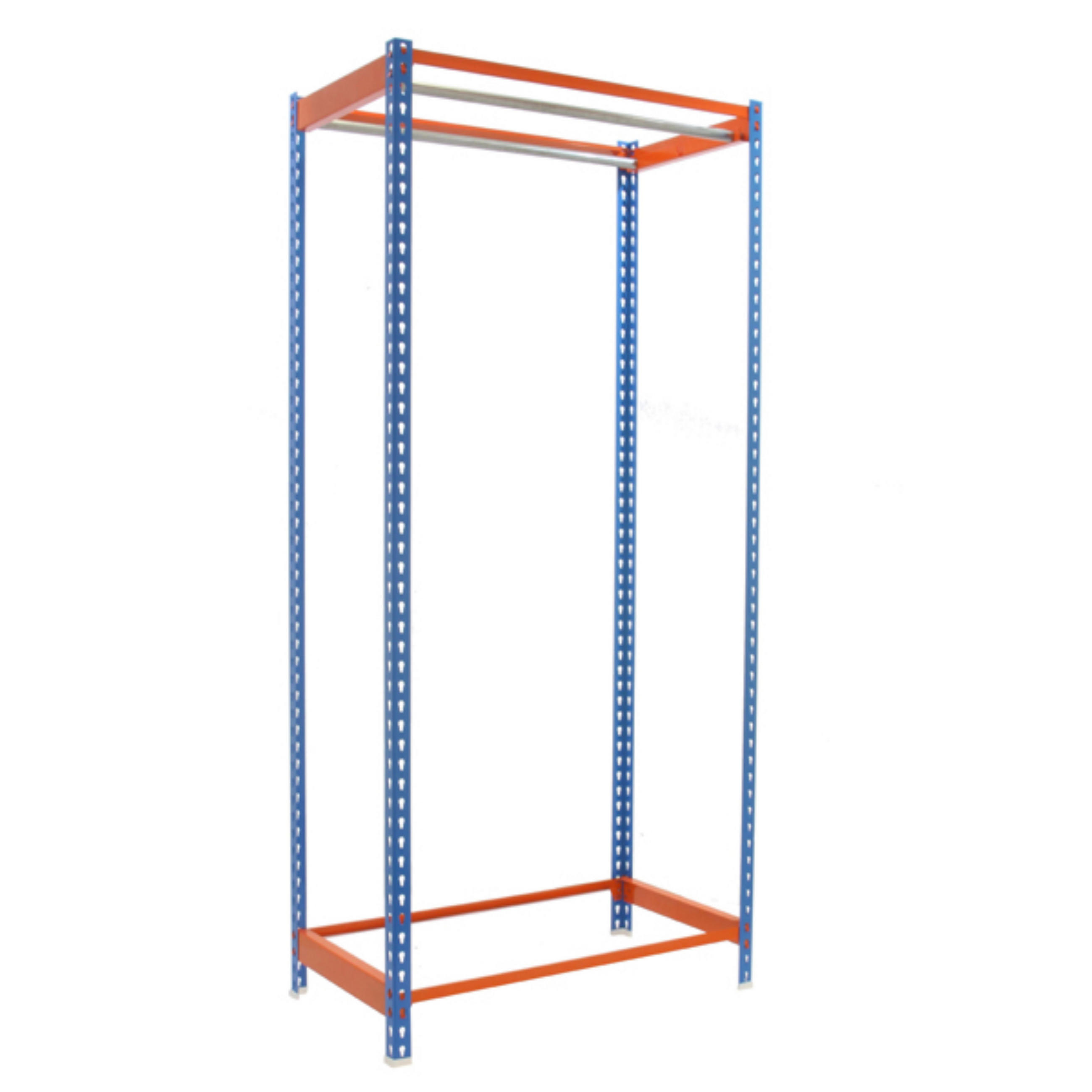 KLEIDERSTANGENREGAL Metal Einzel | HxBxT 250x120x50cm | Blau/Orange | Kleiderständer Garderobe Klamottenregal Stangenregal Regal - Blau, Metall (120/250/50cm) - PROREGAL