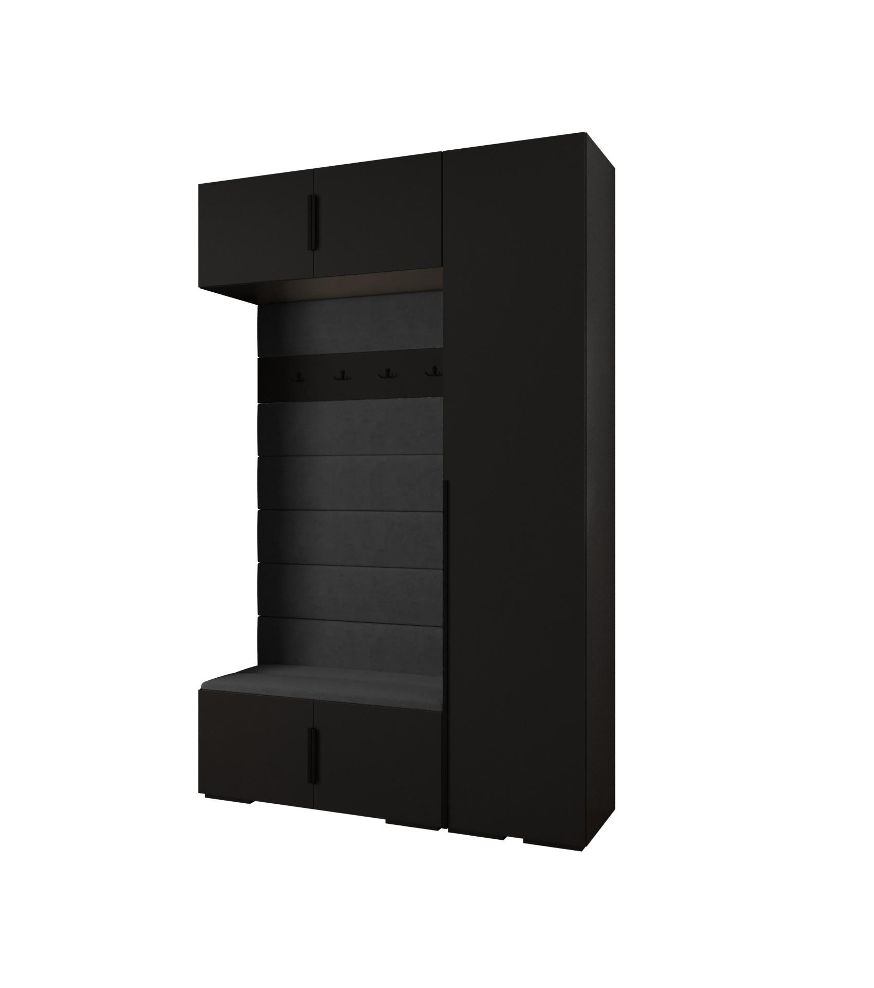Abiks Möbel Garderoben-Set Schwarz, Schwarz, Schwarz 150x236.7x47 cm
