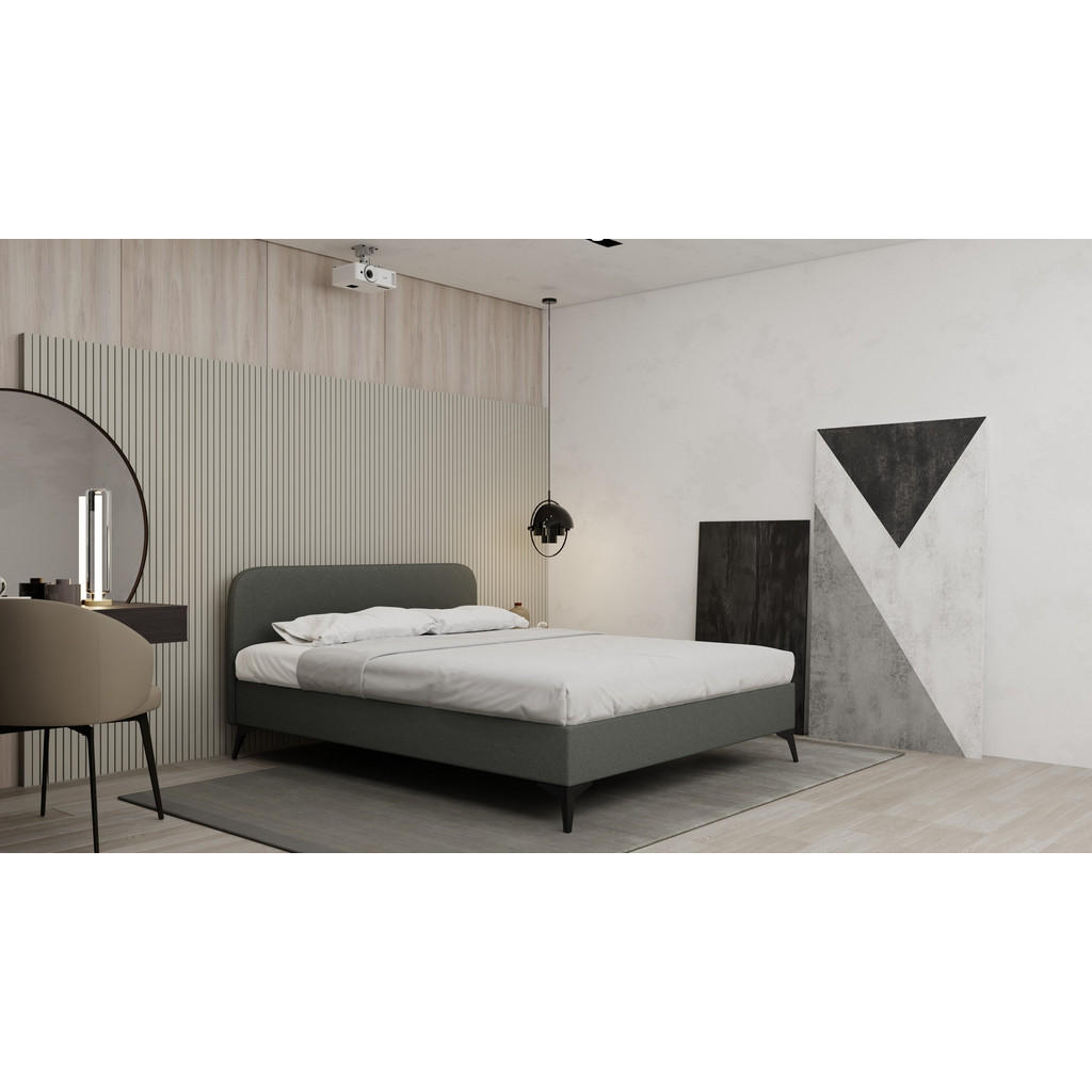 Thumbnail - Panda Möbel Polsterbett, Dunkelgrau, Holz, Mode, 160x200 cm, Oeko-Tex® Standard 100, Schlafzimmer, Betten, Polsterbetten