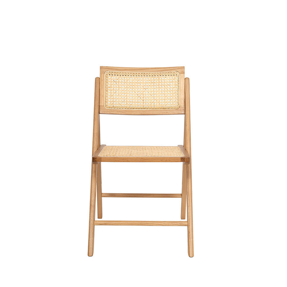 KLAPPSTUHL aus Geflecht und Holz - Paula - Klares Holz - Eschefarben, Holz (46/80/50cm) - Drawer