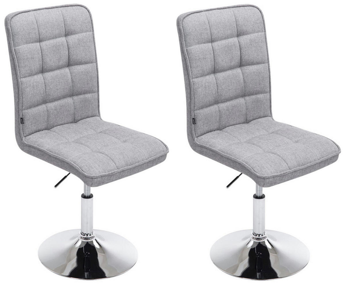 ESSZIMMERSTUHL 2er Set Stoff hellgrau - Chromfarben/Hellgrau, Textil/Metall (43/90/56cm) - CLP