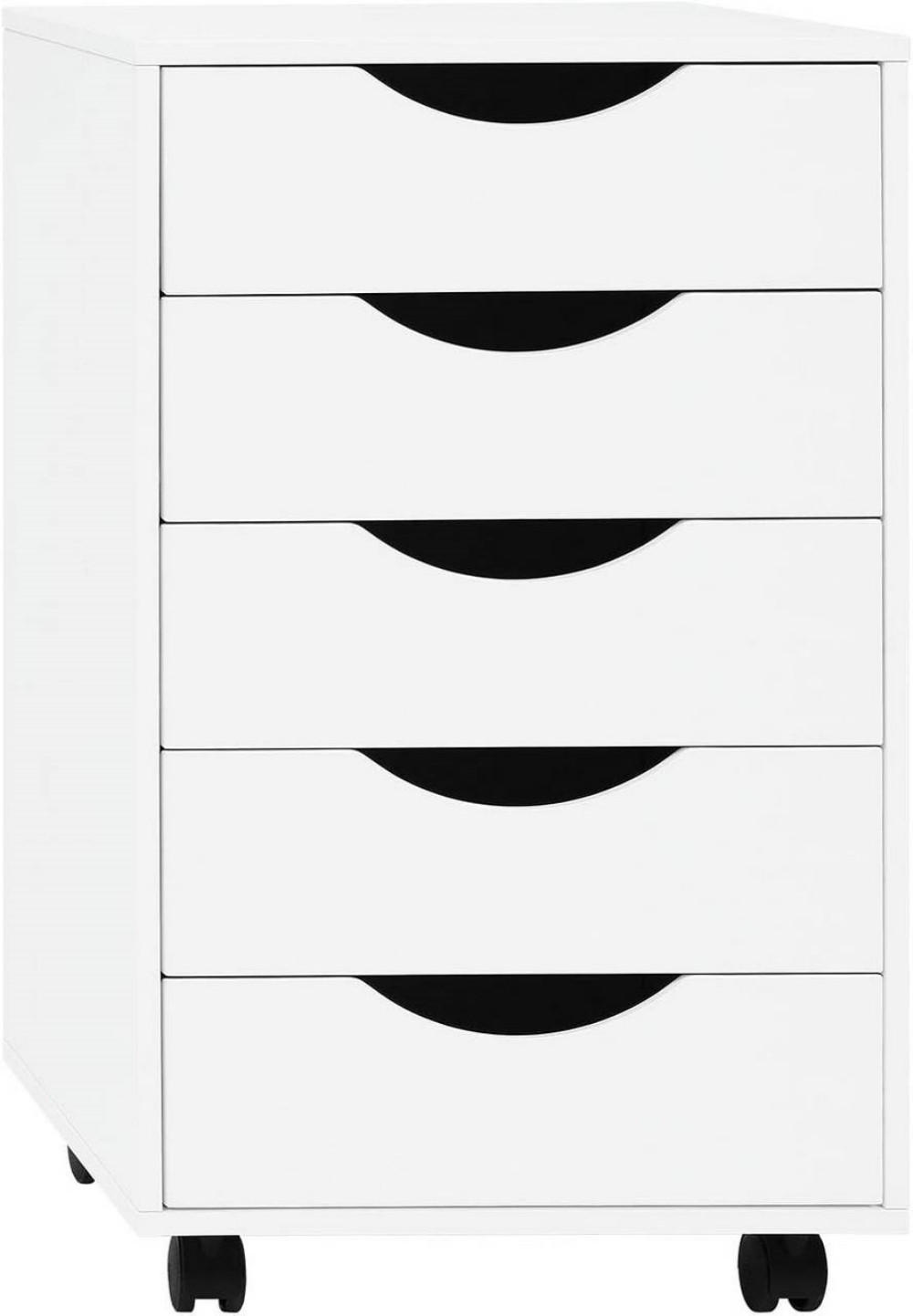 ROLLCONTAINER mit 5 Schubladen, Weiß - Schwarz/Weiß, Holzwerkstoff (40/66.5/40cm) - Woltu