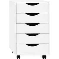 ROLLCONTAINER mit 5 Schubladen, Weiß - Schwarz/Weiß, Holzwerkstoff (40/66.5/40cm) - Woltu