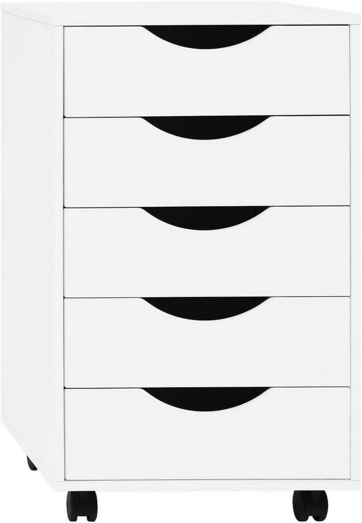 ROLLCONTAINER mit 5 Schubladen, Weiß - Schwarz/Weiß, Holzwerkstoff (40/66.5/40cm) - Woltu