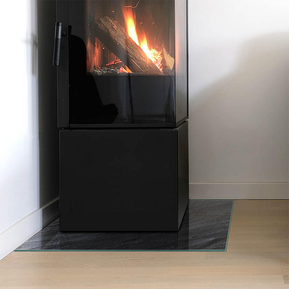 GLASPLATTE für Kamin 50x50 cm - Schwarz, Glas (50/50/0.4cm) - TULUP