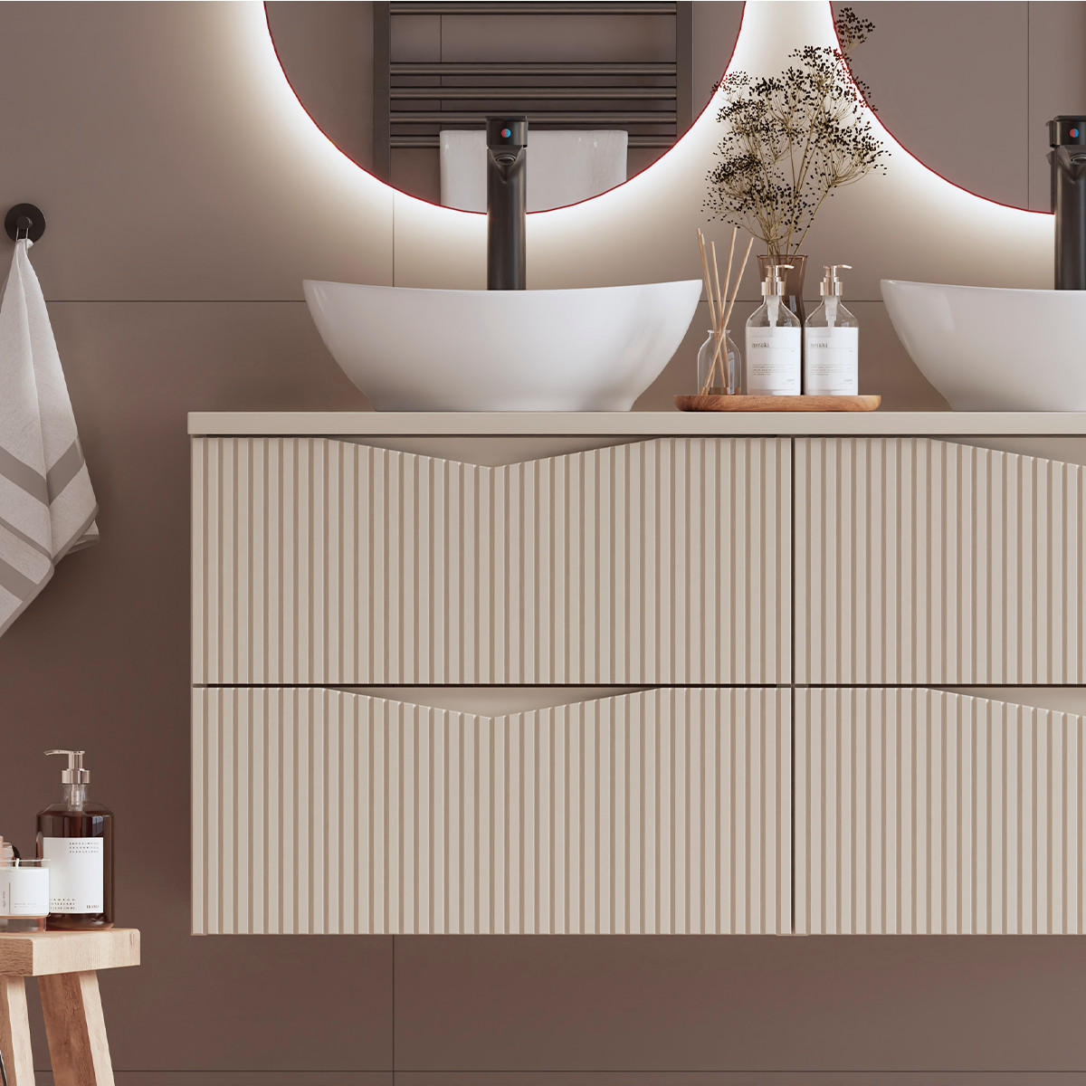 WASCHTISCHUNTERSCHRANK 120.6cm Tao Kaschmir - Beige, Holzwerkstoff (120.6/52.2/46.5cm) - Petits-meubles