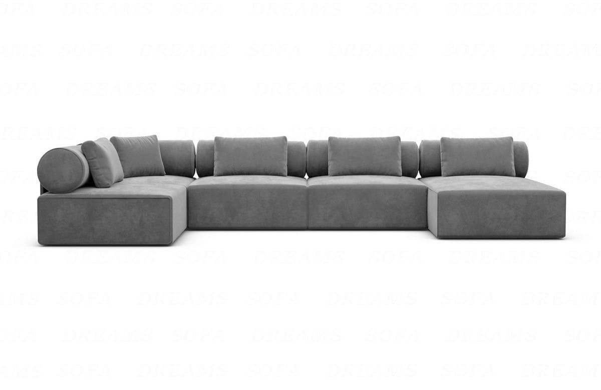 WOHNLANDSCHAFT Cipriani Dunkelgrau Samtstoff - Dunkelgrau, Kunststoff (400/77/200cm)