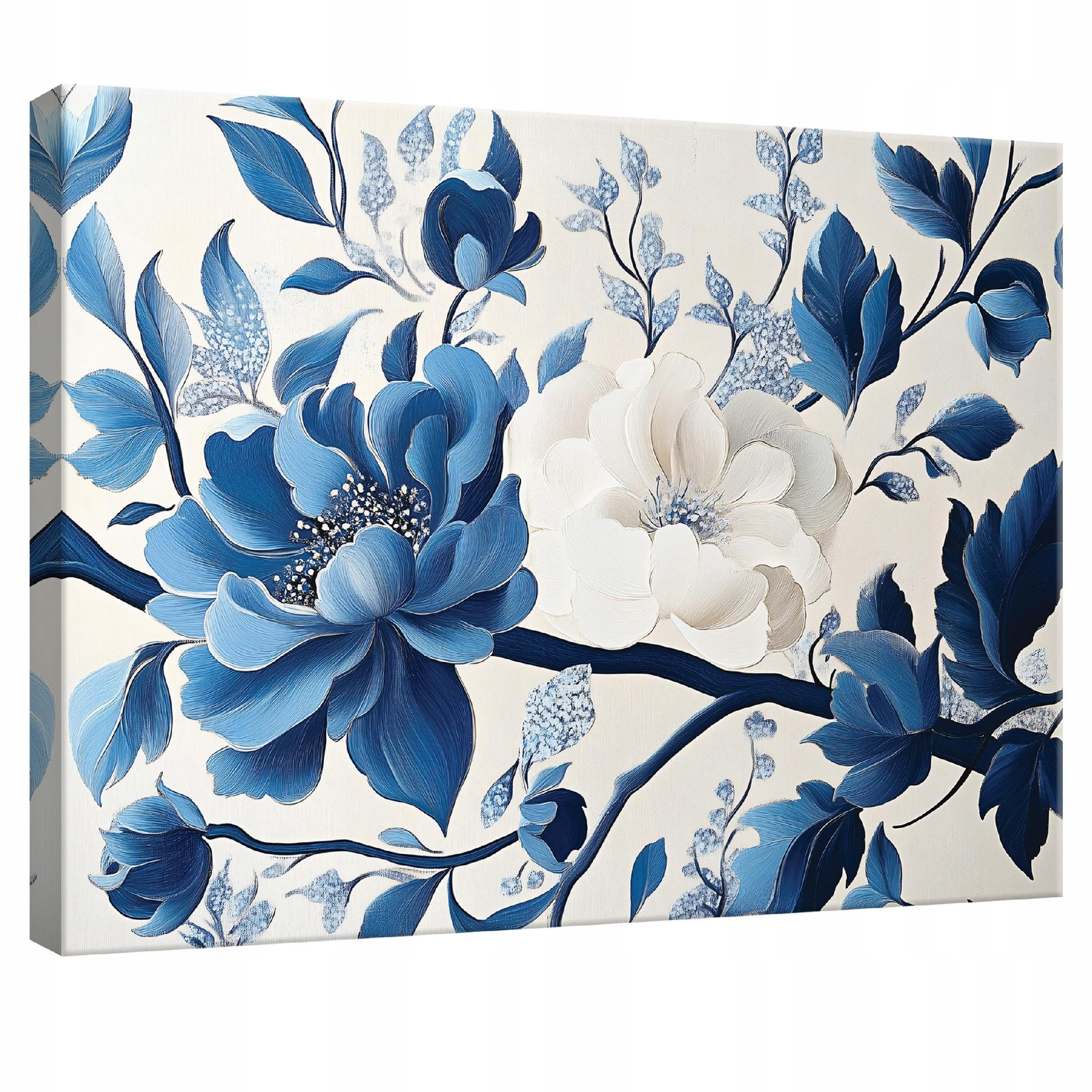 LEINWANDBILD Blumen Blau Abstrakt Modern Wohnzimmer 60x40 - Multicolor, Holzwerkstoff (60/40cm) - Wallarena