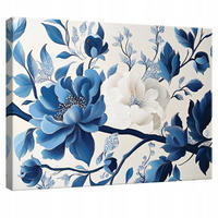 LEINWANDBILD Blumen Blau Abstrakt Modern Wohnzimmer 100x70 - Multicolor, Holzwerkstoff (100/70cm) - Wallarena