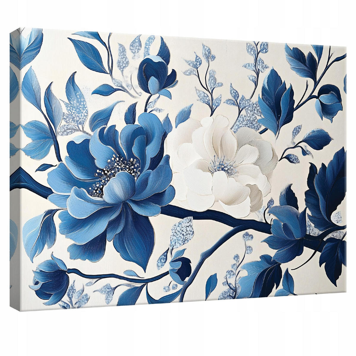 LEINWANDBILD Blumen Blau Abstrakt Modern Wohnzimmer 100x70 - Multicolor, Holzwerkstoff (100/70cm) - Wallarena