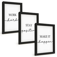 BILDER SET 3er Set - 20x30 cm Schwarzer Rahmen - Minimalistische Motivationsinschriften - Schwarz, Kunststoff (20/30cm) - TULUP