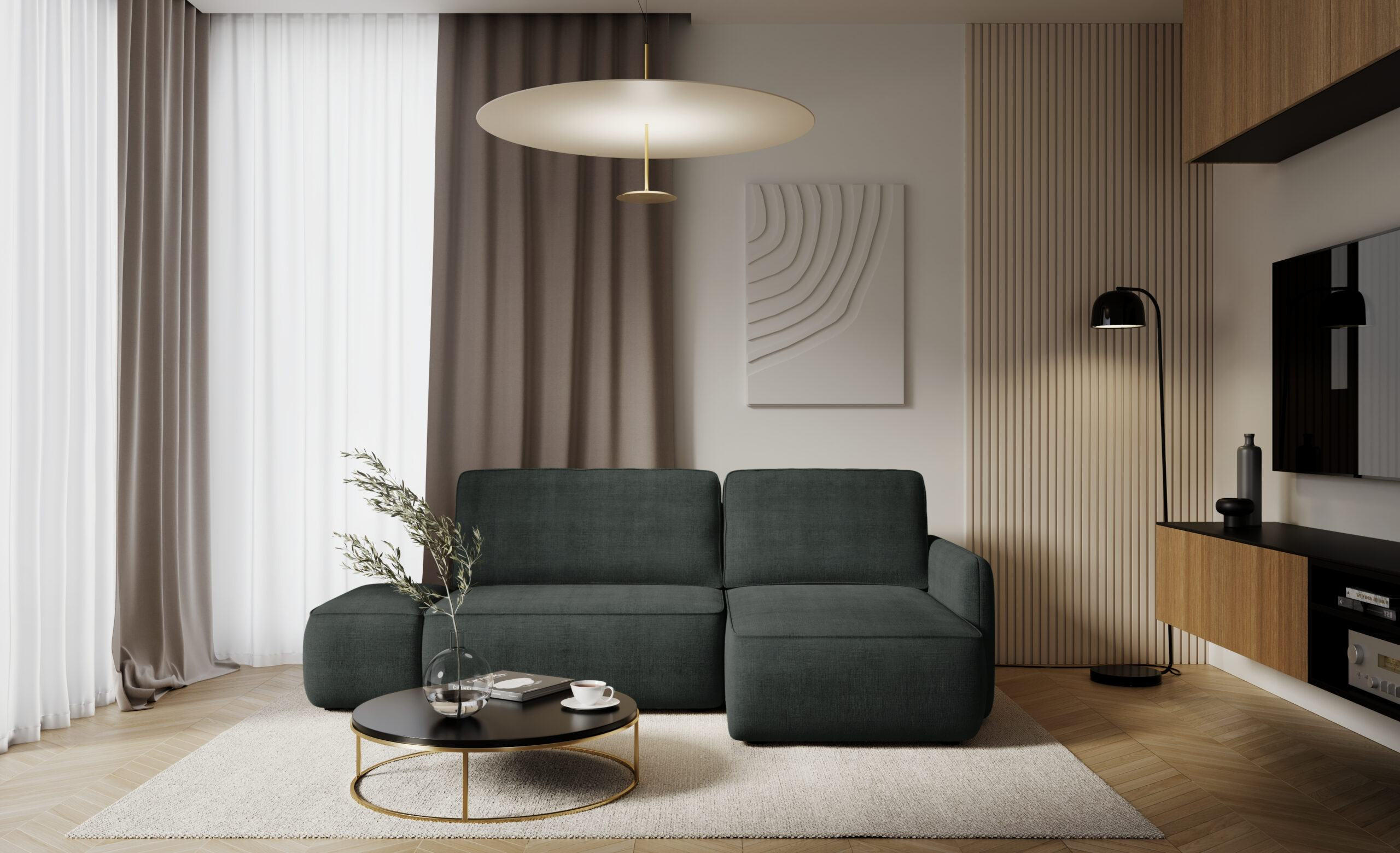 ECKSOFA mit Schlaffunktion Schwarz - Schwarz, Textil (229/148cm) - Furnisell