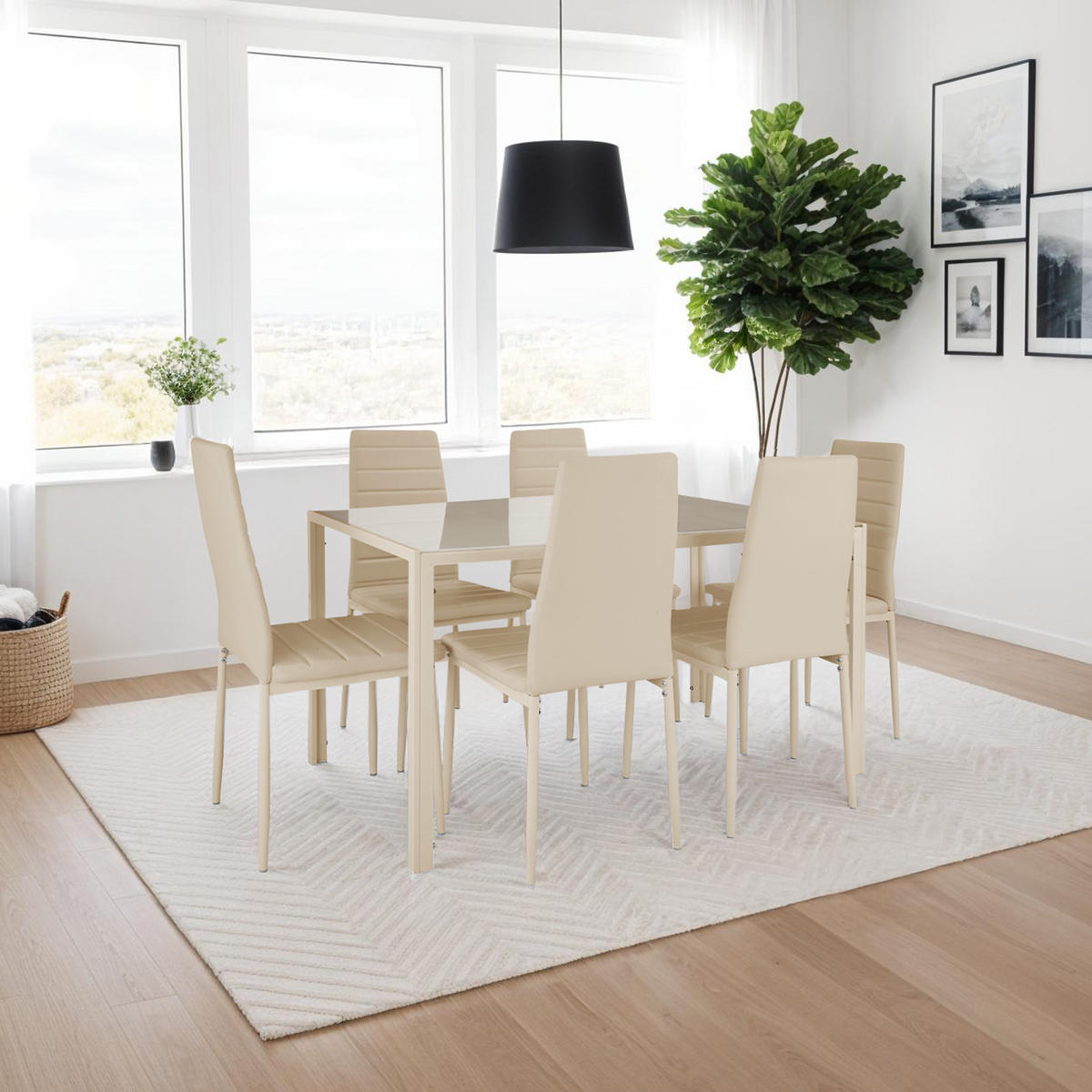 ESSZIMMERSTUHL 4er Set Thomas 41 x 45 x 98 5 cm beige - Beige, Textil (48/98.5/45cm) - tectake