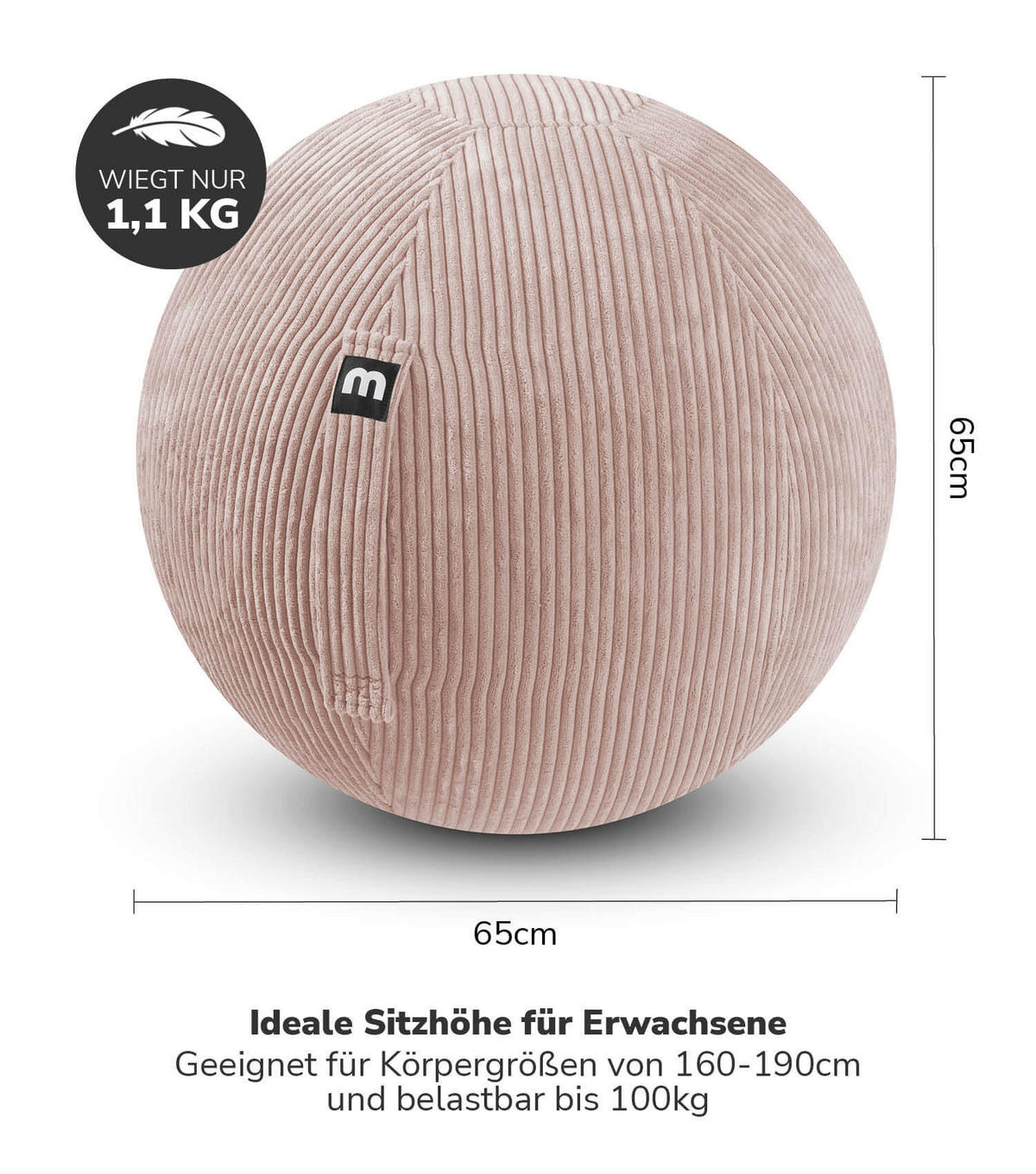 SITZBALL Der Sportliche - Pink, Textil (65/65/65cm) - Mokebo