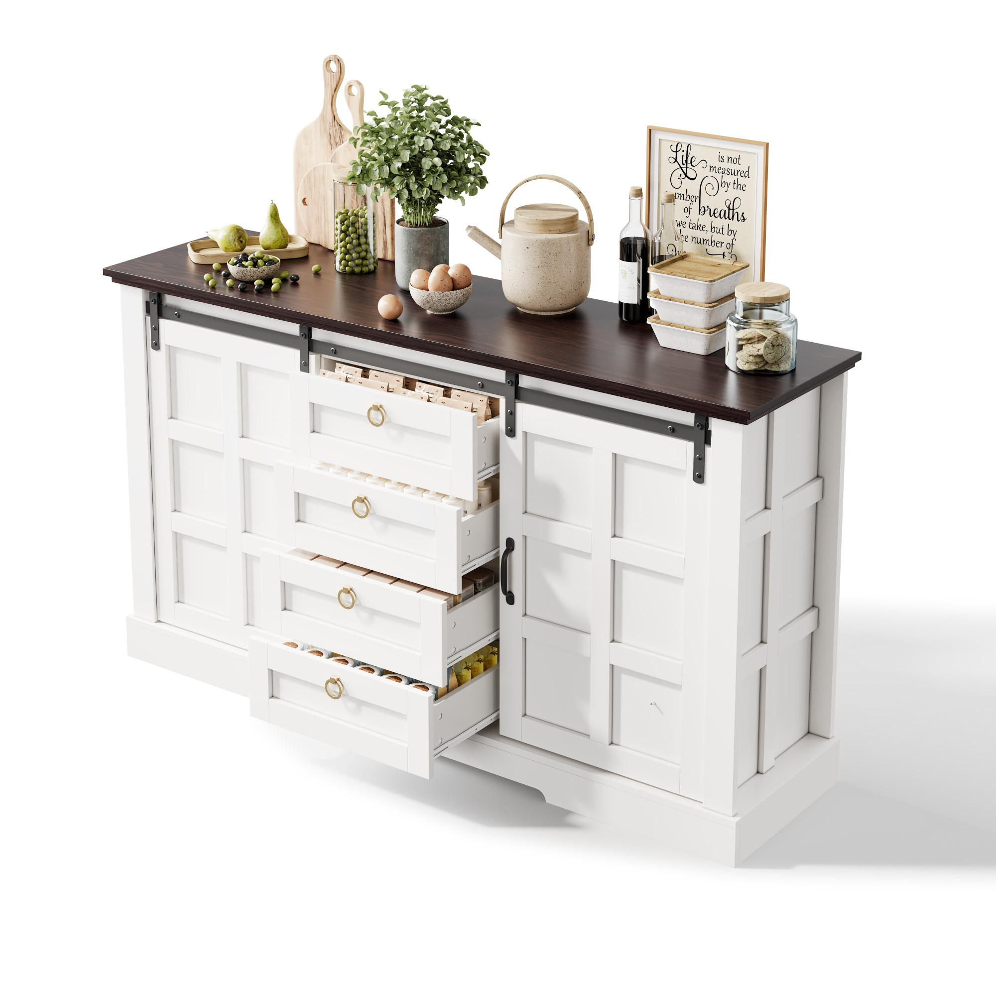 SIDEBOARD 150/40/85 cm Weiß aus MDF mit Schiebetüren - Weiß, Holzwerkstoff (150/85/40cm) - OKWISH