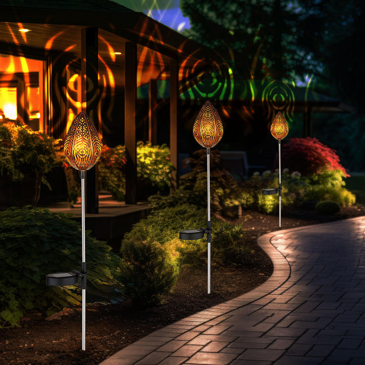 LED AUSSENLEUCHTE Edelstahl Kupfer 2er Set - Kupferfarben, Kunststoff (8/8/85cm) - Globo Lighting