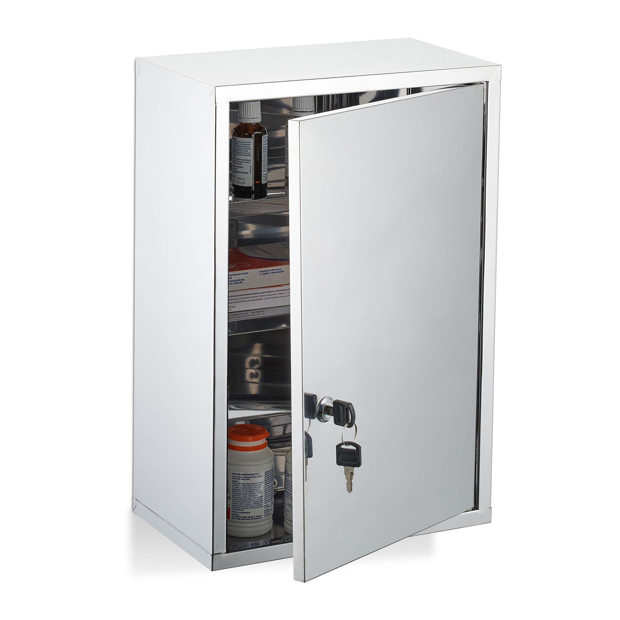 MEDIZINSCHRANK - Silberfarben, Metall (30/45/18cm) - Relaxdays