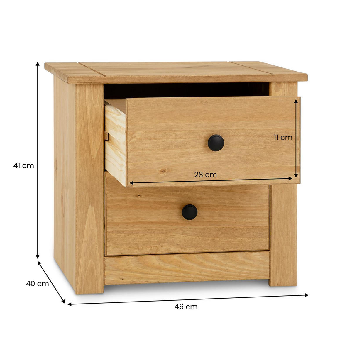 NACHTKOMMODE CANCUN braun - Braun, Holz (46/41/40cm) - IDIMEX