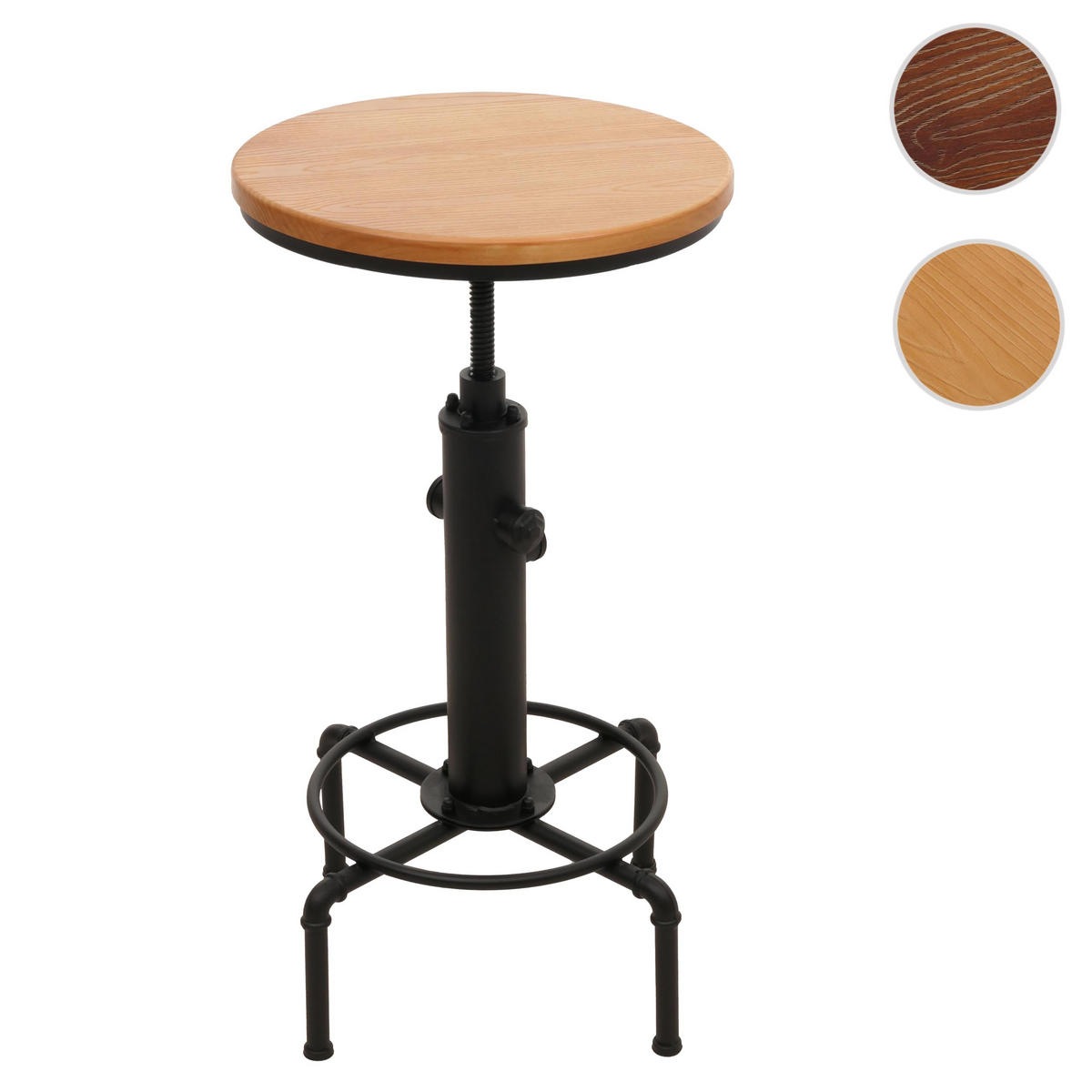 BARTISCH rund Schwarz, Beige - Beige/Schwarz, Holz (50/104/50cm) - MCW