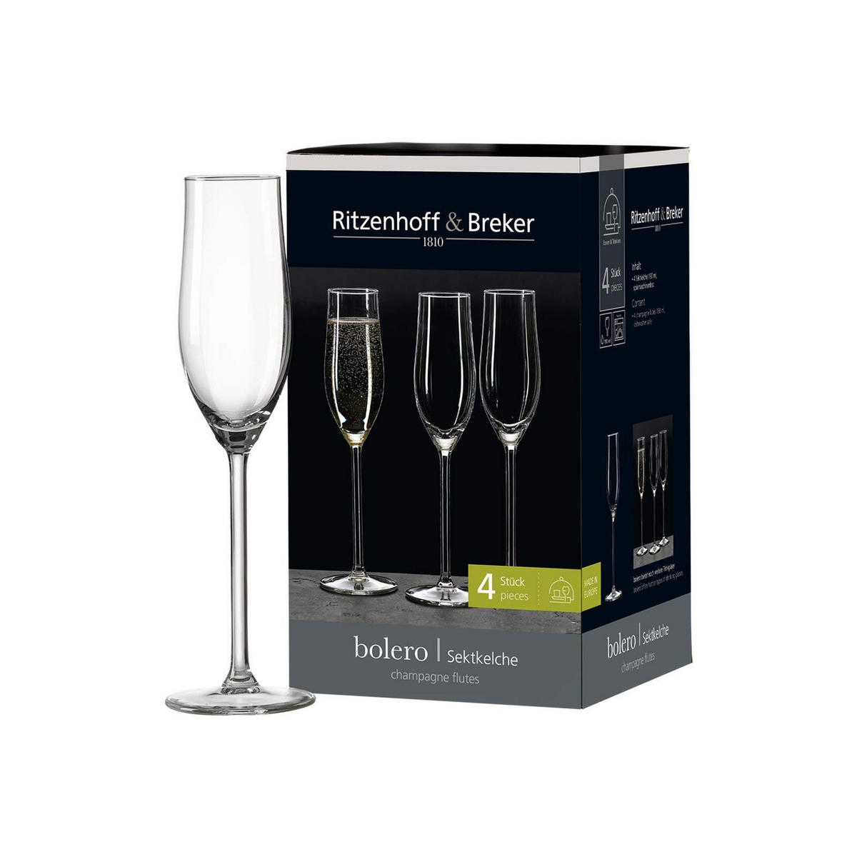 SEKTGLÄSER Bolero transparent 190 ml 4er Set - Transparent, Glas (0.19L) - Ritzenhoff Breker