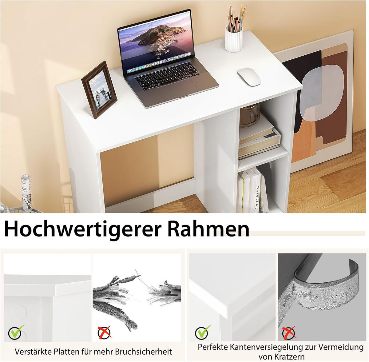DATORBORD Vitt - Vit, Träbaserade material (40/80/74cm) - COSTWAY