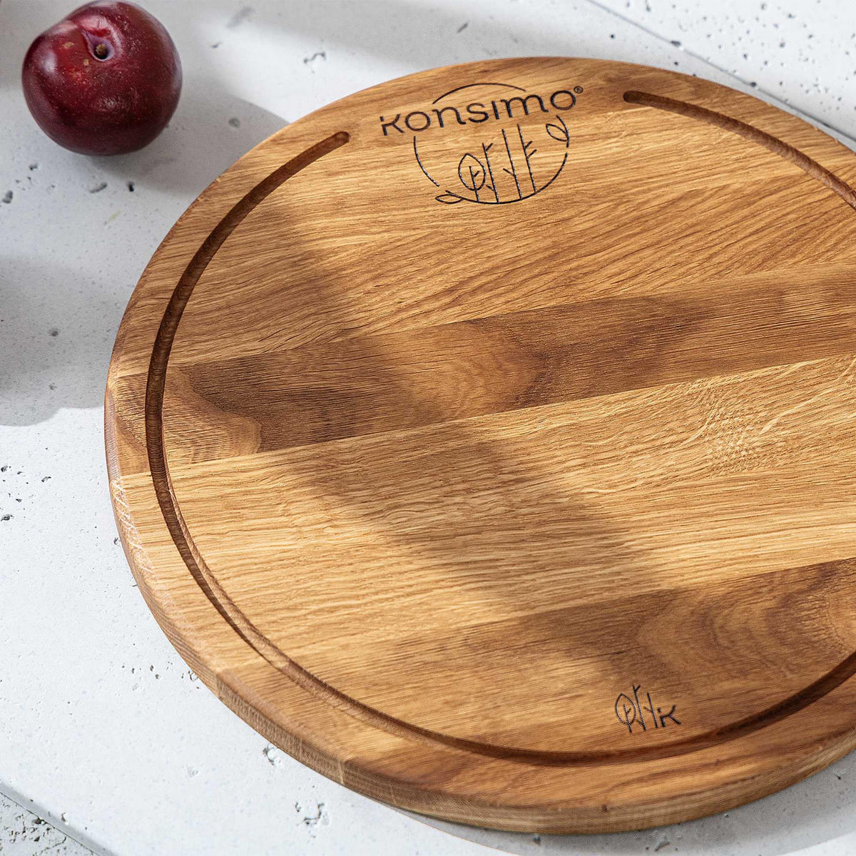 SCHNEIDEBRETT Holz Eiche geölt LESTE - Eichefarben, Holz (25/25cm) - KONSIMO®