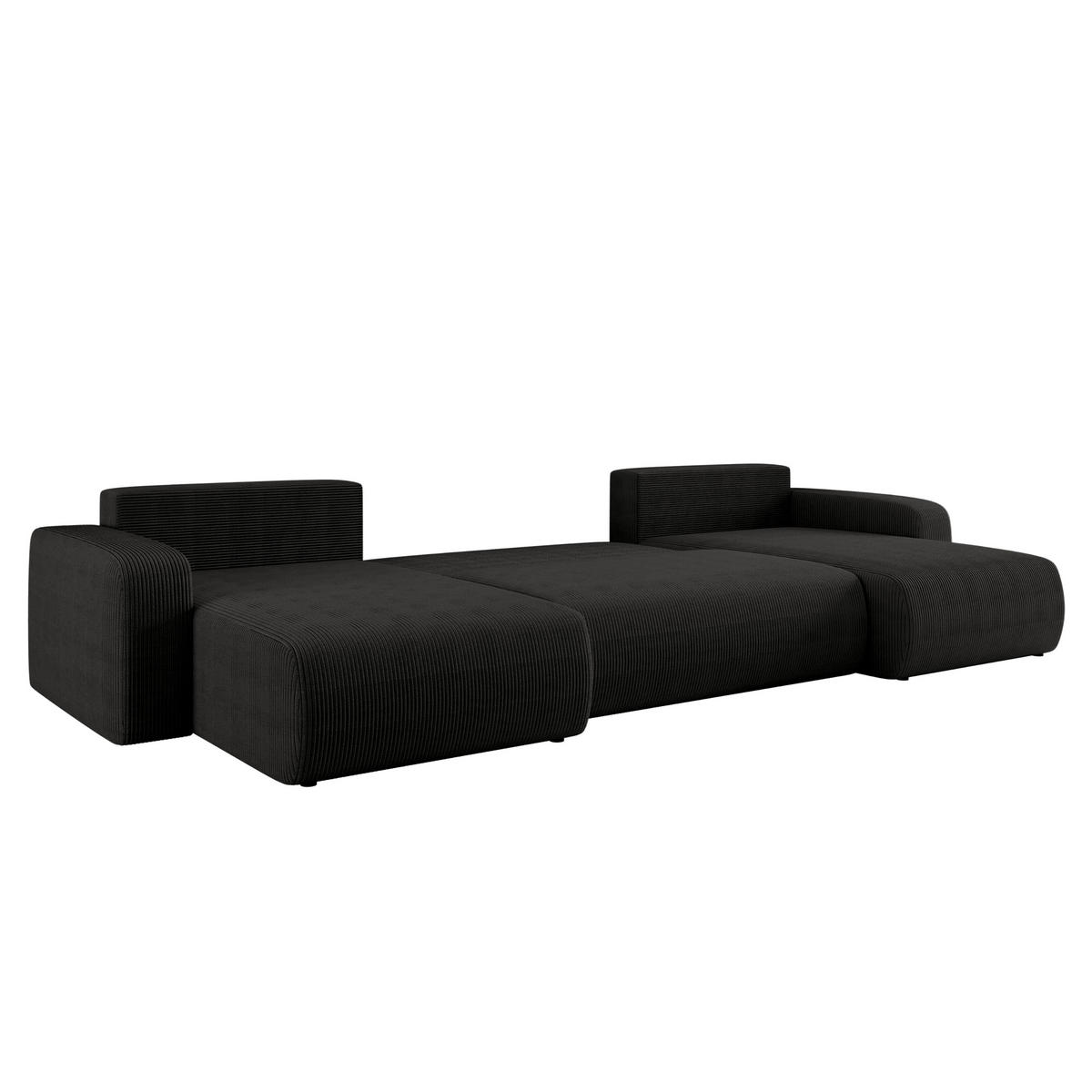 ECKSOFA U-Form Mit Schlaffunktion Und Bettkasten MILANO Dicker Cord Schwarz - Schwarz, Holz/Textil (312/145cm) - Kaiser Möbel