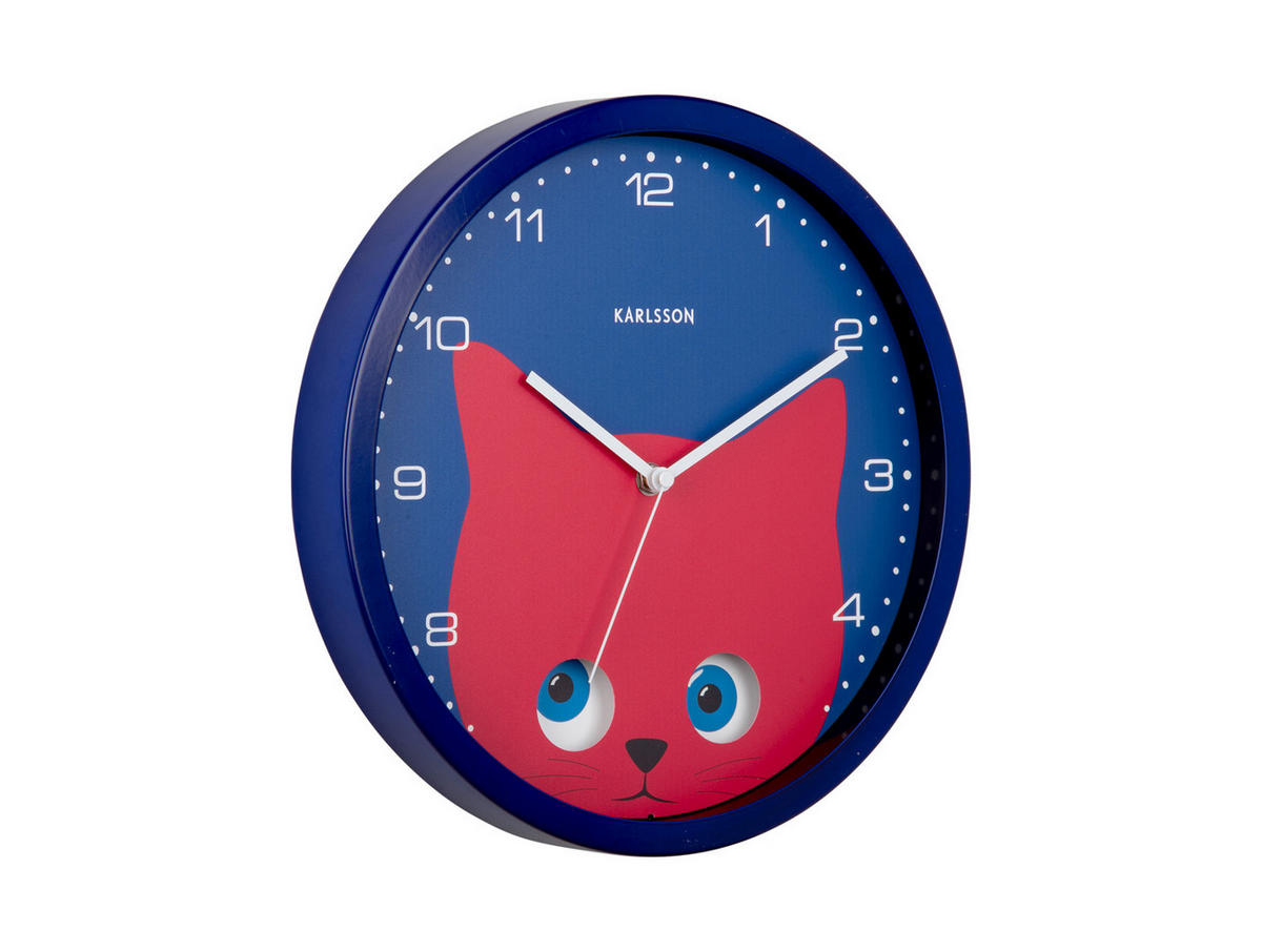WANDUHR Peekaboo Cat Ø30,8 cm - Dunkelblau, Metall (30.8/1/30.8cm) - Karlsson